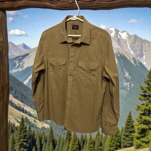 UNTUCKit Slim Fit Long Sleeve Casual Western Shirt Size L Khaki Brown Collared